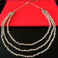 N0208_Gorgeous German Silver Oxidized layered bead necklace with small side pendant beads with floral design.