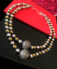 N0210_Exquisite German Silver Oxidized layered bead necklace with a over sized bead pendant with delicate art work.