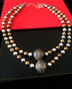 N0210_Exquisite German Silver Oxidized layered bead necklace with a over sized bead pendant with delicate art work.