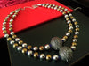 N0210_Exquisite German Silver Oxidized layered bead necklace with a over sized bead pendant with delicate art work.