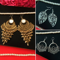 E0531_Classy combo German silver oxidized earrings.