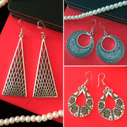 E0530_Classy Combo German Silver oxidized earrings.