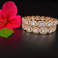 B032_S_Classy Style Rose Gold bangle studded with American Diamond stones.