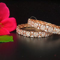 B021_S_Classy Style Rose Gold plated Bangle studded with American Diamond set of 2