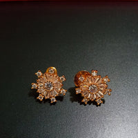 E0806_Elegant dazzling star design gold color american diamond stone studded studs.