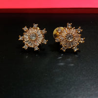 E0806_Elegant dazzling star design gold color american diamond stone studded studs.