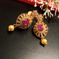 E0540_Premium American Diamond studded Earrings with a touch of pearls.