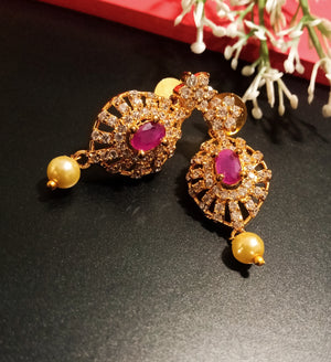 E0540_Premium American Diamond studded Earrings with a touch of pearls.