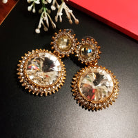 E0538_Lovely dazzling stone studded danglers with delicate work (ear drop hanging)