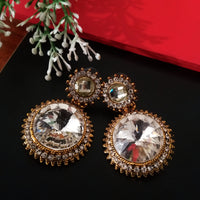 E0538_Lovely dazzling stone studded danglers with delicate work (ear drop hanging)