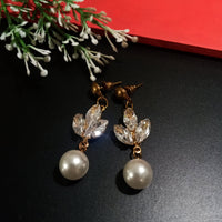 E0803_Lovely dazzling stone studded earring with a touch of pearl drop.