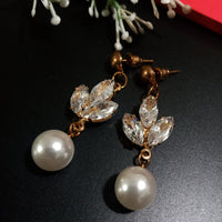 E0803_Lovely dazzling stone studded earring with a touch of pearl drop.
