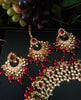 N0222_Classic Elaborated Kundan choker necklace set with floral designs and with a touch of glossy red beads .