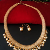 N0112_ Gorgeous necklace set with a touch of stones and pearls.