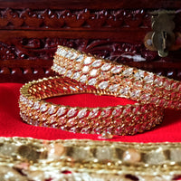 B013_Classy Style Gold Plated Bangles studded  with American Diamond stones.