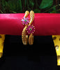 B0128_Exquisite Matte gold plated bangles set with a touch of stones.