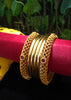 B0135_Gorgeous bangles set with Matte gold plated plain bangles and delicate work bangles with a touch of stones.