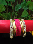 B0139_Gorgeous bangles set with Colorful metal bangles & plain bangles along with American Diamond studded bangles with delicate work.