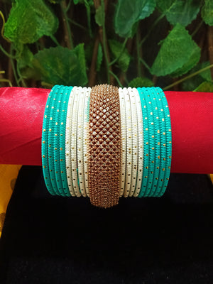B0141_Gorgeous bangles set with Colorful metal bangles along with American Diamond studded bangles with delicate work.