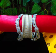 B0149_Exquisite bangles set with colorful metal bangles along with American Diamond bangles.