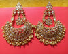 E18_Sparkling Golden colored AD stone crafted earrings with elegant Meenakari work.