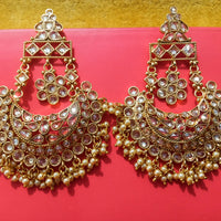 E18_Sparkling Golden colored AD stone crafted earrings with elegant Meenakari work.