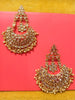 E18_Sparkling Golden colored AD stone crafted earrings with elegant Meenakari work.