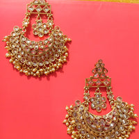 E18_Sparkling Golden colored AD stone crafted earrings with elegant Meenakari work.