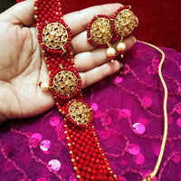 N070_Gorgeous Crystal Choker Necklace with delicate Kundan work embellished with pearls.
