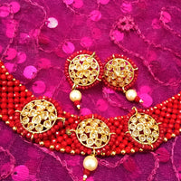 N070_Gorgeous Crystal Choker Necklace with delicate Kundan work embellished with pearls.