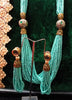 N0123_Gorgeous layered Sea green colored bead necklace set along with side pendants.