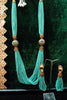 N0123_Gorgeous layered Sea green colored bead necklace set along with side pendants.