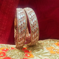 B0157_Elegant design Rose gold bangle studded with American Diamond stones.