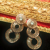 E0538_Premium Rose gold disc shaped American Diamond  Earrings.