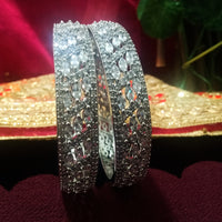 B0158_Elegant design silver crafted bangle studded with American Diamond stones.