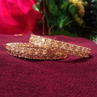 B0162_Gorgeous Golden crafted bangles with a touch of  American Diamond stones.