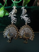 E0541_Gorgeous oxidized danglers with peacock design with beautiful craft work(Long hanging)