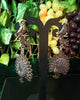 E0541_Gorgeous oxidized danglers with peacock design with beautiful craft work(Long hanging)