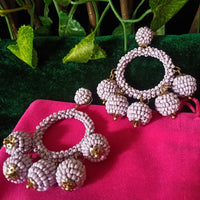 E0543_Lovely Hoop danglers embellished with beads with a touch of bead drops (long hanging)
