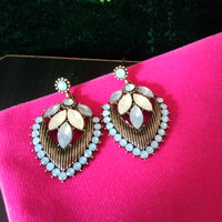 E0545_Lovely Leaf shaped earrings studded with a touch of stones (ear drop hanging)