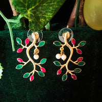E0548_Gorgeous earring with beautiful craft work with a touch of stones & pearls (medium size stud)