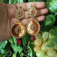 E0563_ Gorgeous Golden danglers with beautiful designs with a touch of beads (long hanging)