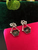 E0555_ Dazzling stone studded earring with geometric shape (medium size)