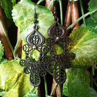 E0551_Lovely black metal danglers with delicate craft work (medium size hanging)