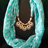 P01_Beautiful Soft Sky Colored with White Pendant Scarf