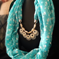 P01_Beautiful Soft Sky Colored with White Pendant Scarf