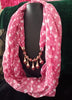 P05_Lovely Soft Pink Colored Polka dot Pendant Scarf with a touch of Glossy beads.