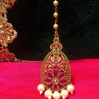 M05_Gorgeous American diamond studded Gold base color Maang Tika.