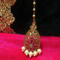 M05_Gorgeous American diamond studded Gold base color Maang Tika.