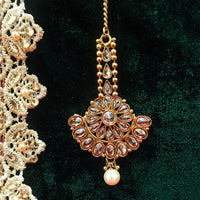 M04_Gorgeous American diamond studded Gold base color Maang Tika.